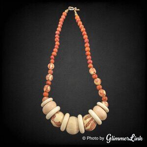 Vintage SN Chunky Large Earth Tone Bead Statement Necklace